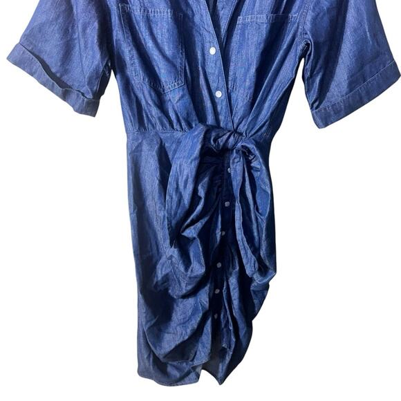 Veronica Beard Hensley Chambray Tie-Waist Shirtdress Size 2 - Picture 9 of 11